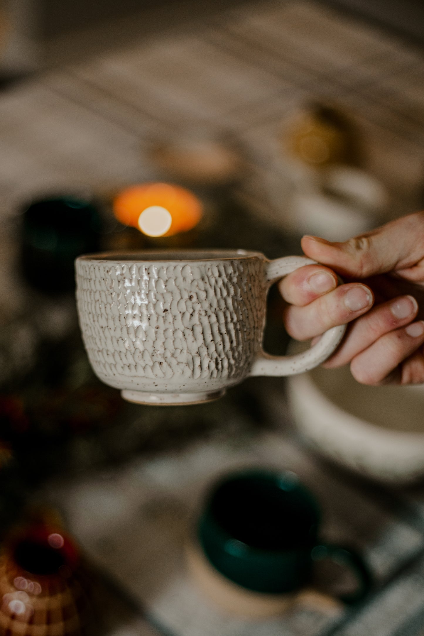 Carved White Latte Cups