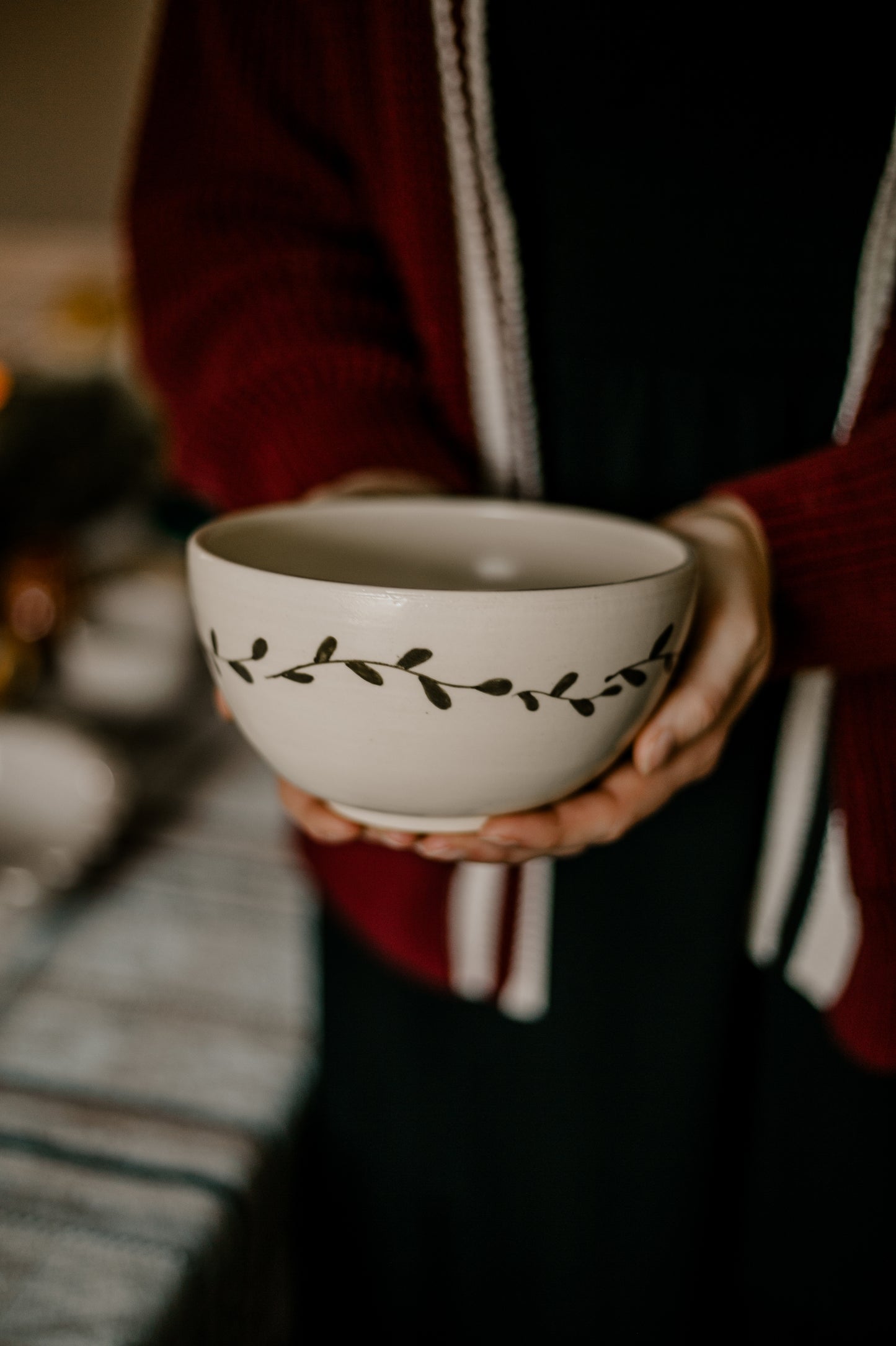 Olive Green Leaves Bowl