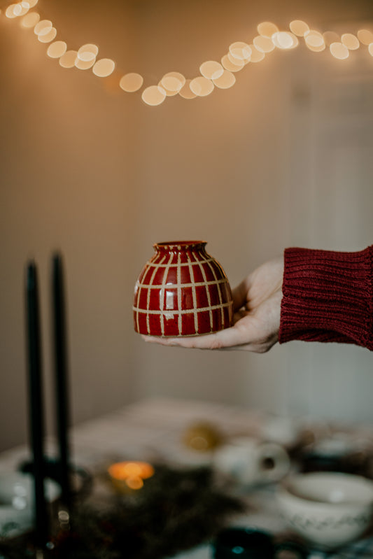 Red Plaid Bud Vase