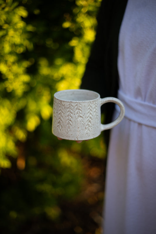 Carved White Mug