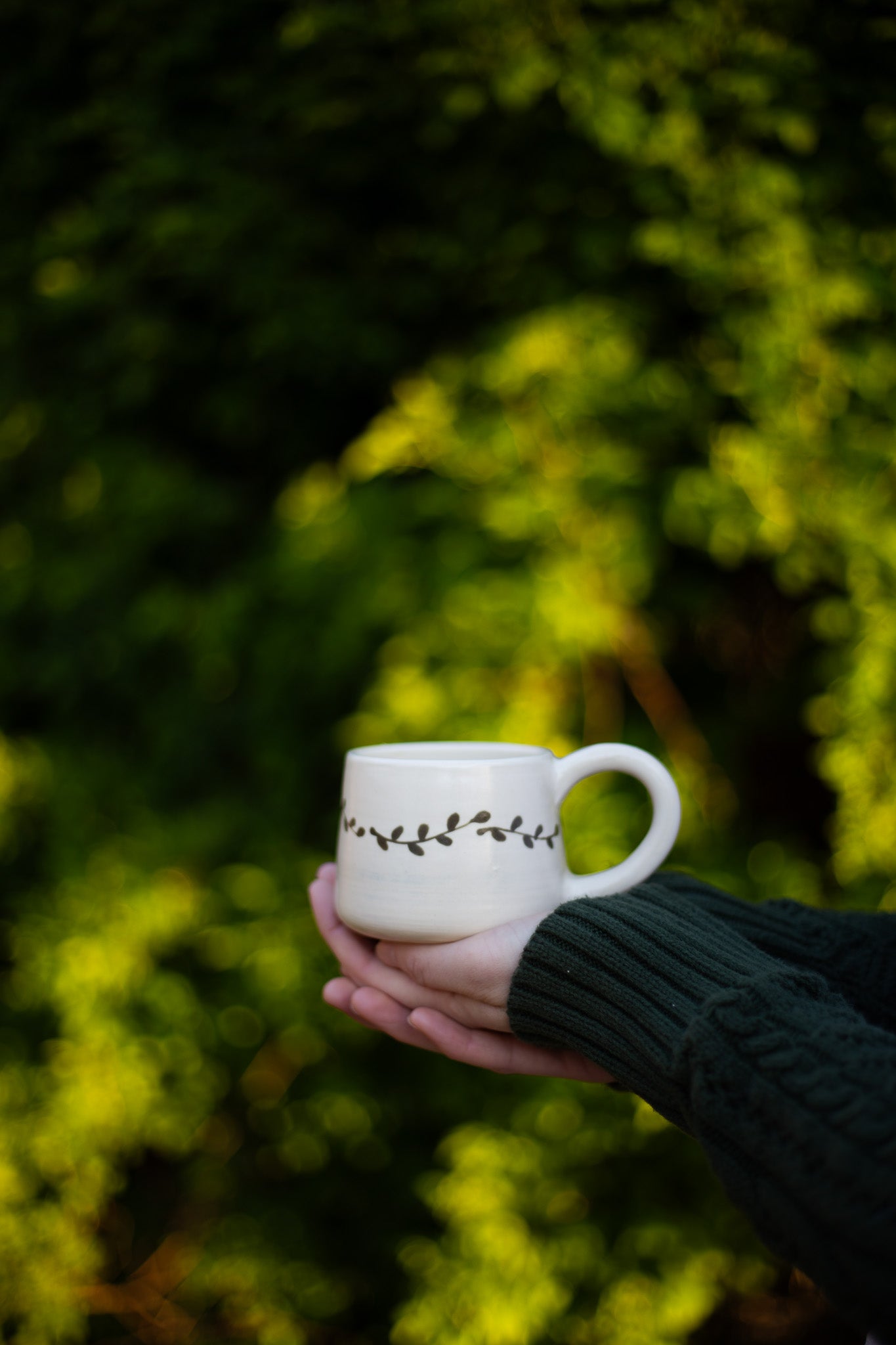 Olive Green Leaves Mug