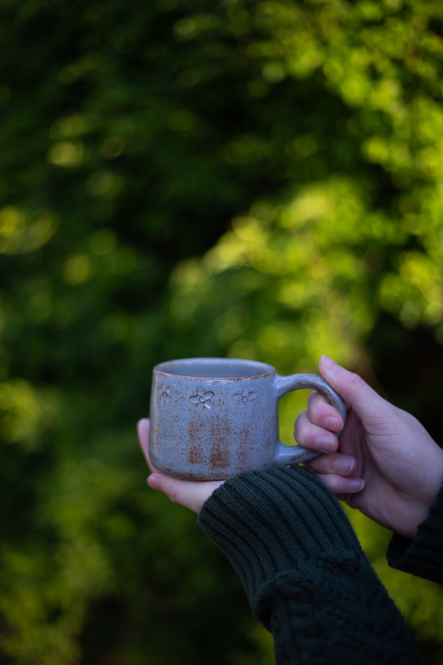 Carved Blue Mug